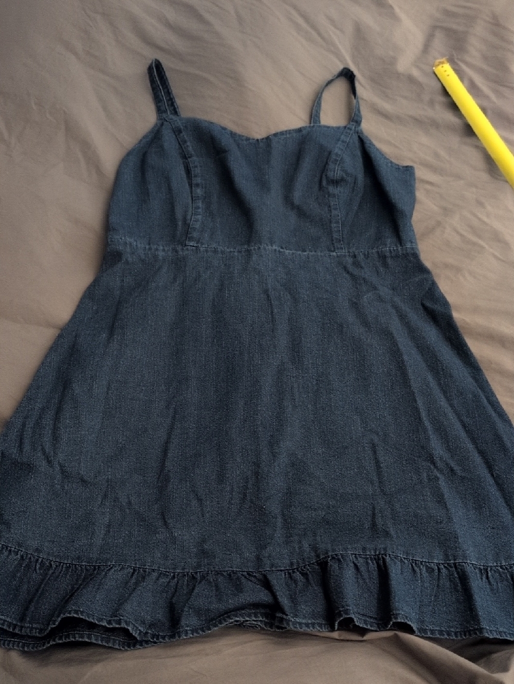 Denim Ruffle-Hem Sundress - Dark Blue Size Medium